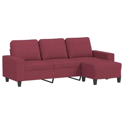 Produktbild von 3-Sitzer-Sofa mit Hocker Weinrot 180 cm Stoff