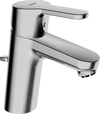 Productafbeelding van Hansa wastafelmengkraan, model HANSAPRIMO XL 4938, met koperen leidingen, afvoergarnituur, uitloop van 111 mm, chroom, 1 stuk.