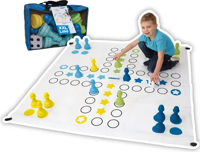 Produktbild von Riesen-Ludo XXL Brettspiel - Gesellschaftsspiel für drinnen & draußen mit extragroßen Spielfiguren