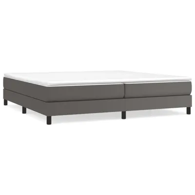 Zdjęcie produktu dla Łóżko Kontynentalne, Szare, 200X200 Cm, Obite Sztuczną Skórą Lumarko!