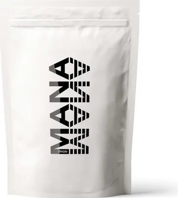 A white pouch with black text and graphics.