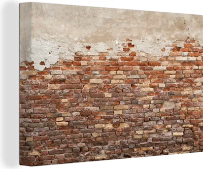 Produktbild von OneMillionCanvasses® - Leinwandbilder - 150x100 cm, Wand - Verputz - Alt, Wandbilder Kunstdruck Wanddekoration - Foto auf Leinwand - Gemälde auf Holzrahmen