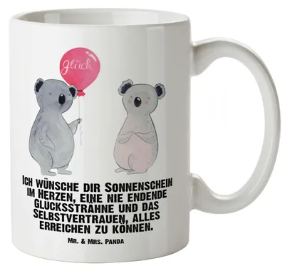 Produktbild von Mr. & Mrs. Panda jumbotasse Koala Luftballon - Weiß - Geschenk, Party, steingut tasse, Haferl, Große, Pott, Teebecher, Jumbo, Geburtstag