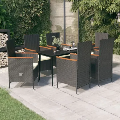 Produktbild von The Living Store 7-tlg. Garten-Essgruppe mit Kissen Schwarz