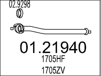 Produktbild von MTS Abgasrohr Auspuffrohr passend für PEUGEOT 206 Schrägheck (2A/C) Vorne 01.21940