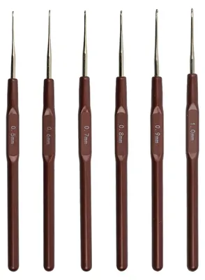 Productafbeelding van Haaknaalden set - 6-delig met ergonomische handgrepen - voor knutselwerkzaamheden - maten 0,5 mm tot 1,0 mm