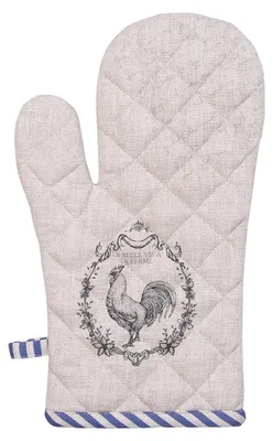 Produktbild von Clayre & Eef Ofenhandschuh 18x30 cm Beige Karton Hahn