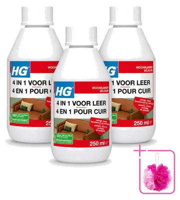 Produktbild von 3 x HG 4-in-1 Lederpflege - Reinigt, pflegt und schützt - 250 ml - Sparpackung - 3 Stücke