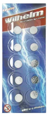 Produktbild von 10 x CR1220 WILHELM Blister Lithium Knopfzelle 3V 40mAh ø12x2,0mm Batterie DL1220