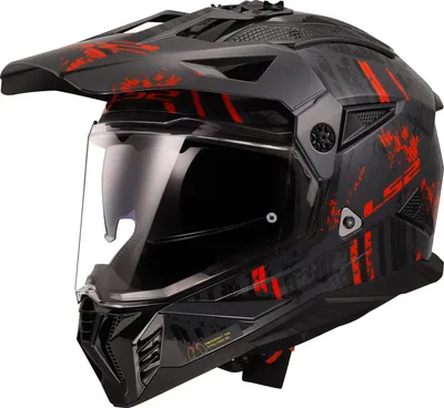 A black and red motorcycle helmet with a clear visor, shown from a three-quarter angle against a white background.