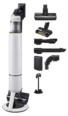 Zdjęcie produktu dla Odkurzacz, Samsung VS20A95823W/GE, odkurzacz bezprzewodowy z All-in-one Clean Station, Bespoke Jet One Pet, moc ssania 210W, podwójna szczotka, szczotka do sierści, czarny chrom/chmurny biały