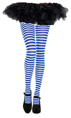 Produktbild von Ringelstrumpfhose Damen Blau Weiß – Gestreifte Strumpfhose – One Size – Für Clown, Harlekin & Matrosin Kostüm – Halloween Karneval Cosplay