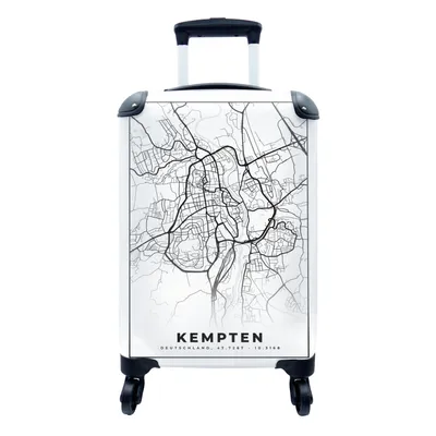 Produktbild von MuchoWow® Koffer Handgepäck Trolley Rollkoffer Kleine Reisekoffer mit 4 Rollen - Stadtplan - Kempten - Karte - Cabin Size < 55x40x23 cm & 55x40x20 cm - Fotokoffer - Kabinenkoffer - Boardgepäck - Reise-Box - Reisekoffer - Reisegepäck - Koffer mit Bild - Trolley für Kinder