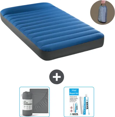 Produktbild von Intex Luftbett - 1 Person - 99 x 191 x 22 cm - Blau - Inklusive Pumpe - Spannbettuch en Reperaturset