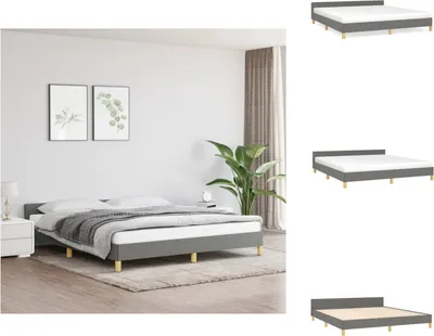Produktbild von vidaXL Bettgestell mit Kopfteil Dunkelgrau 160x200 cm Stoff - Betten & Bettgestelle