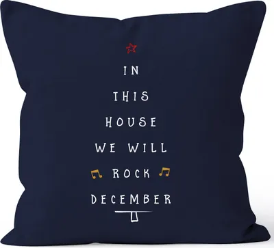 Produktbild von Kissenbezug in this house we will rock december Weihnachten Geschenk 40x40 Baumwolle MoonWorks® navy unisize