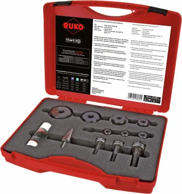 Image de RUKO Jeu de poinçons à visser avec roulement à billes dans un coffret plastique - 12 pièces - 109008K