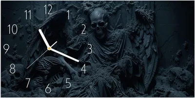 Produktbild von Wanduhr aus Glas mit Motiv Skeletthüter- 60 x 30 cm - inkl. Aufhängesystem