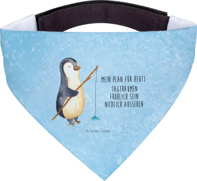 Produktbild von Mr. & Mrs. Panda Halstuch Pinguin Angler - Eisblau - Geschenk, Geschenkidee, Hund, Für Hunde, Wochenende, Urlaub, Motiviert, Motivation, Hunde-Halstuch, Tuch