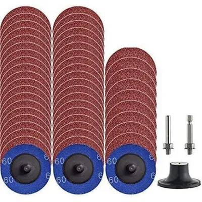 Productafbeelding van Snelwissel schijven set, 50 stuks, korrelgrootte 60, 2 inch, aluminiumoxide, met 1/4" houder