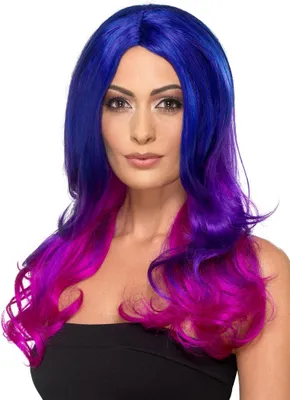 Produktbild von Ombre Perücke blau-pink - Faschings Kostüm Perücke
