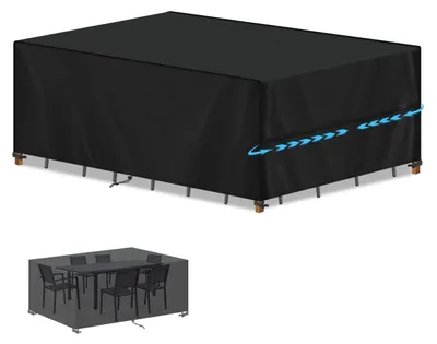 Image de Housse de protection pour mobilier de jardin, 420D Oxford, imperméable, résistante aux UV, dimensions 240x100x80 cm, couleur noire