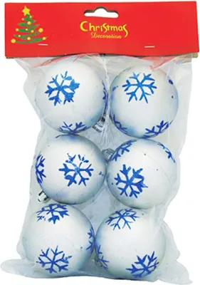 Produktbild von MAGICHOME WEIHNACHTSKUGELN, 6 St., silber mit blauen Flocken, 6 cm