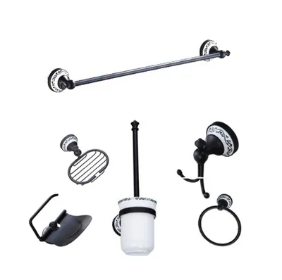 Produktbild von Badaccessoires-Set aus Messing BYBLIS schwarz RETRO