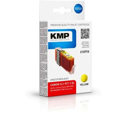 Produktbild von KMP C107YX Tintenpatrone yellow komp. mit Canon CLI-571 XL Y