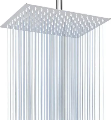 Obrázek produktu pro Velká obdélníková sprchová hlavice – chrom – nerezová ocel – 30 x 20 cm