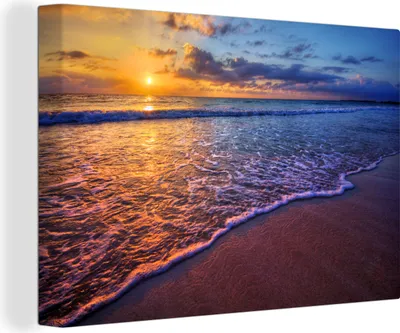Obrázek produktu pro OneMillionCanvasses® Malba na plátně Nástěnná malba na plátně - Moře - pláž - západ slunce - mraky - obzor - 150x100cm