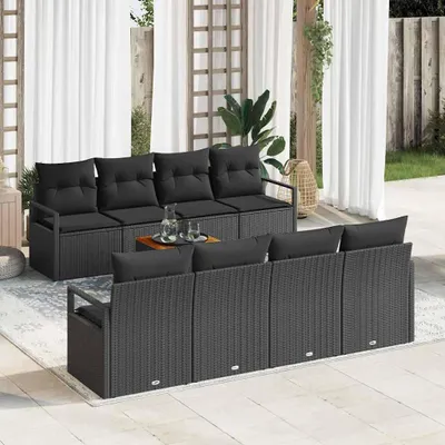Zdjęcie produktu dla Maison Exclusive - Zestaw Sof na Ogród z przechowywaniem 9 pcs Czarny polirattan