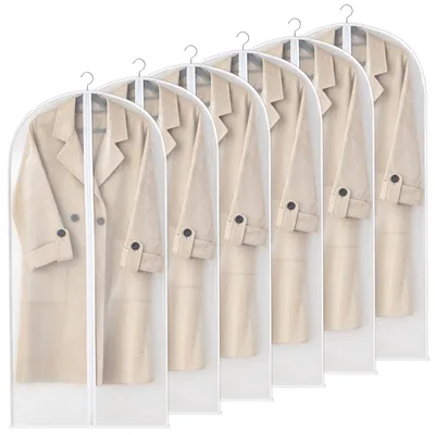 Productafbeelding van Kledingzakken met rits - 6 stuks. Kledingbeschermhoezen - voor het opbergen van kleding - 60 x 120 cm