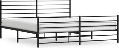 Produktbild von vidaXL Bettgestell mit Kopf- und Fußteil Metall Schwarz 193x203 cm