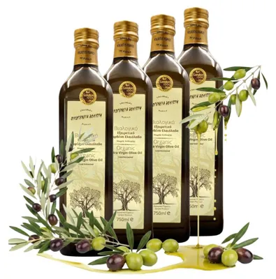 Zdjęcie produktu dla Voliotis | Oliwa z oliwek 4x750 ML - Niska kwasowość - Niefiltrowana - Extra Virgin - Zielonkawy kolor - z Grecji - EVO - Szklana butelka