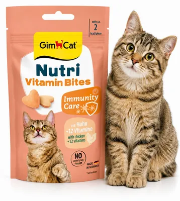 Productafbeelding van GimCat Nutri Vitamin Bites, kattensnacks, 40 gram, met vitamines, AI-gegenereerde afbeelding