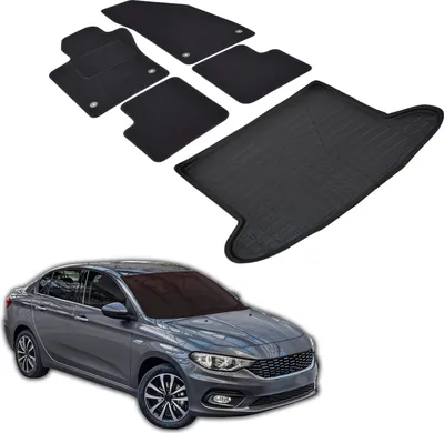Produktbild von Kofferraumwanne Fußmatten Set Für Fiat Tipo Ab 2015 Stufenheck, Genaue Passform