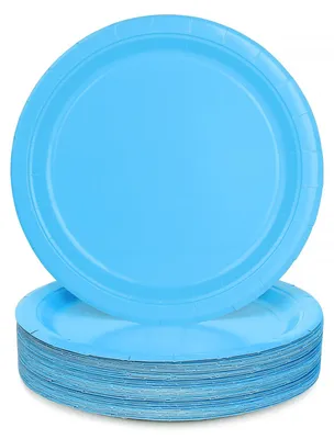 Productafbeelding van Papierbord - Wegwerpservies voor eten - Blauw - Ø 23 cm