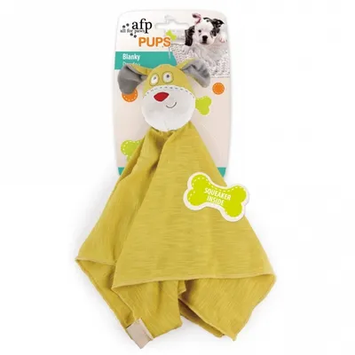 Produktbild von Pups Blanky Welpenspielzeug aus Jersey und Plüsch mit Qietscher, ca. 33 x 12,5 x 5 cm
