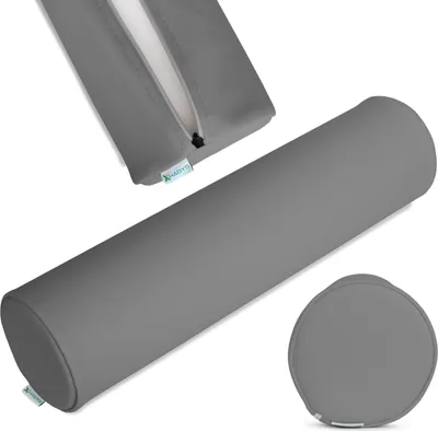 Produktbild von Habys Lagerungsrolle Vollrolle Nackenkissen Lagerungskissen Nackenrolle | Knierolle für Massage und Therapie Fitnessrolle | 15x60cm | Grau