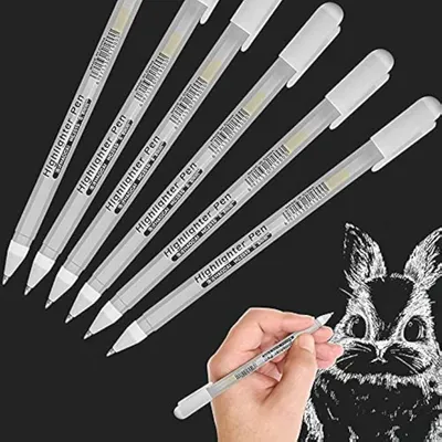 Produktbild von Gelstifte Weiß 6 Stück 0,8 mm Spitze für schwarzes Papier Skizzieren Zeichnen