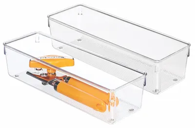 Schubladen-Organizer, transparent, 2er-Set, 10x30x7,6 cm