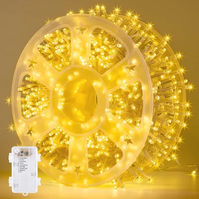 Transparente Batterieleuchte 25m mit 500 warmweißen LED-Lampen