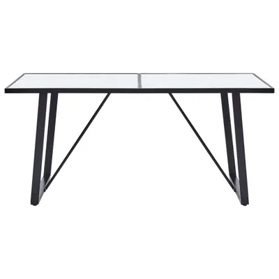 Image de vidaXL Table de salle à manger blanche 160 x 80 x 75 cm verre trempé