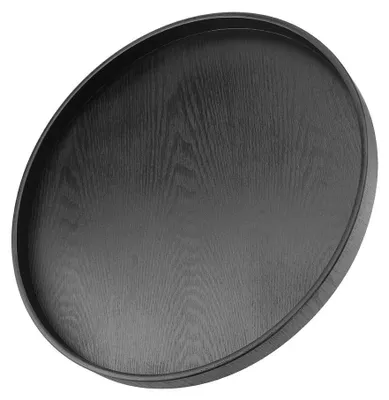 Rundes Serviertablett aus Massivholz 37,5 cm Schwarz