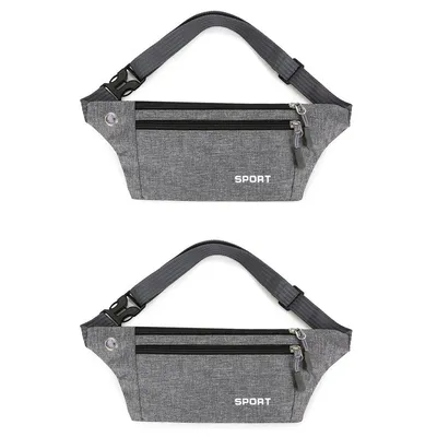 Produktbild von 2 Stk Bauchtasche Gürteltasche Hüfttasche Lauftasche mit kopfhöreranlass, Grau