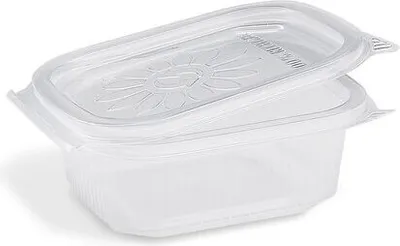 Produktbild von 50x Feinkostbecher mit fixem Deckel Ripboxx Tiny klar PP 127x108x44mm 250ml