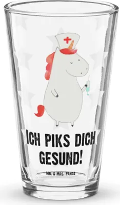 Produktbild von Mr. & Mrs. Panda Tumbler Einhorn Krankenschwester - Transparent - Geschenk, Glas, Bierglas, Trinkglas, Krankenpfleger, Unicorn, Krankenpflegerin, Krankenhaus, Ärztin