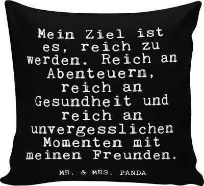 Produktbild von Mr. & Mrs. Panda kissen bedruckt Mein Ziel ist es,... - Schwarz - Geschenk, Spruch, Dekokissen, Freundschaft, Sofakissen, kuschelkissen 40x40, Lustige Sprüche, couch