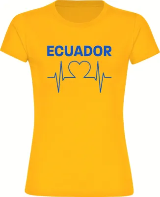 Produktbild von multifanshop Damen T-Shirt - Ecuador - Herzschlag, gelb, Größe S